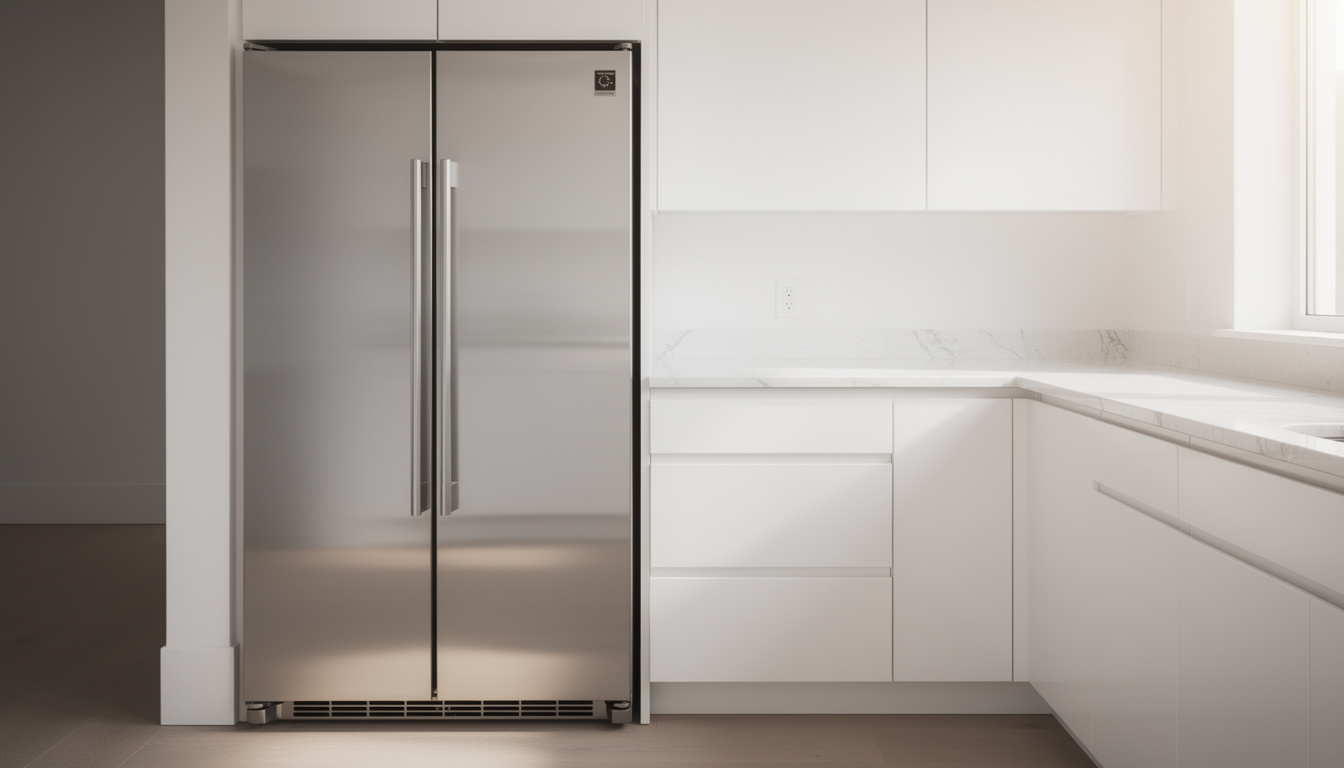 Stainless steel refrigerator in modern kitchen