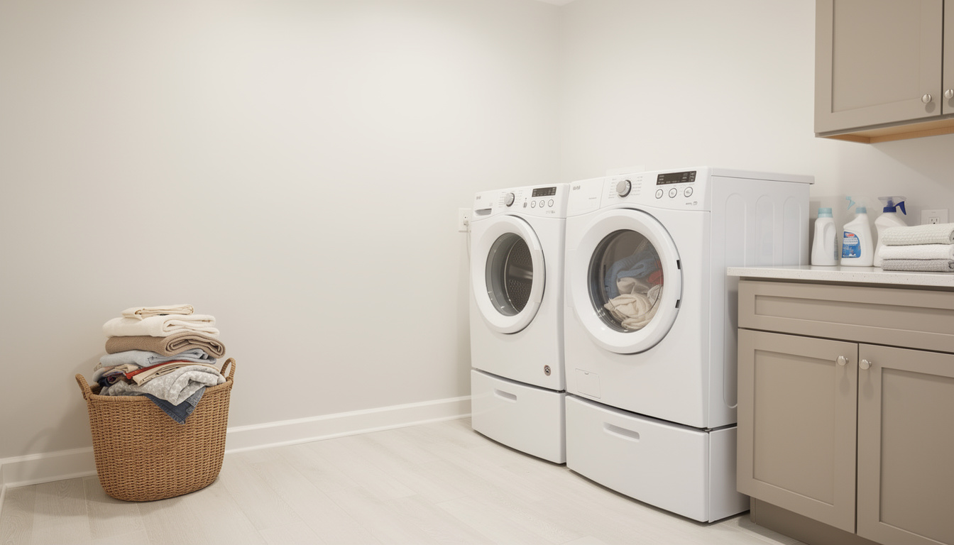Modern laundry room with washer and dryer
